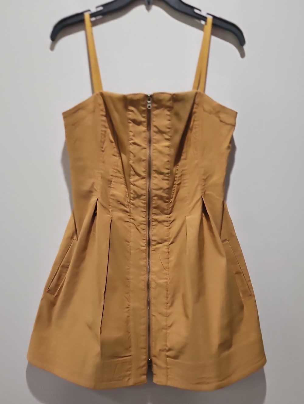 Anthropoogie Maeve Mustard Structured zip front Mini Dress Women's size M